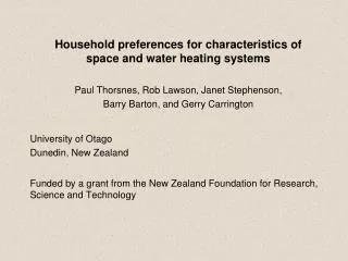 Household preferences for characteristics of space and water heating systems