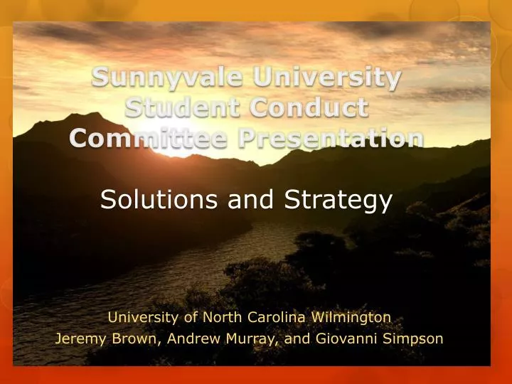 sunnyvale university student c onduct c ommittee presentation solutions and strategy