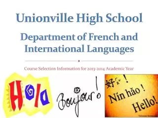 Unionville High School Department of French and International Languages