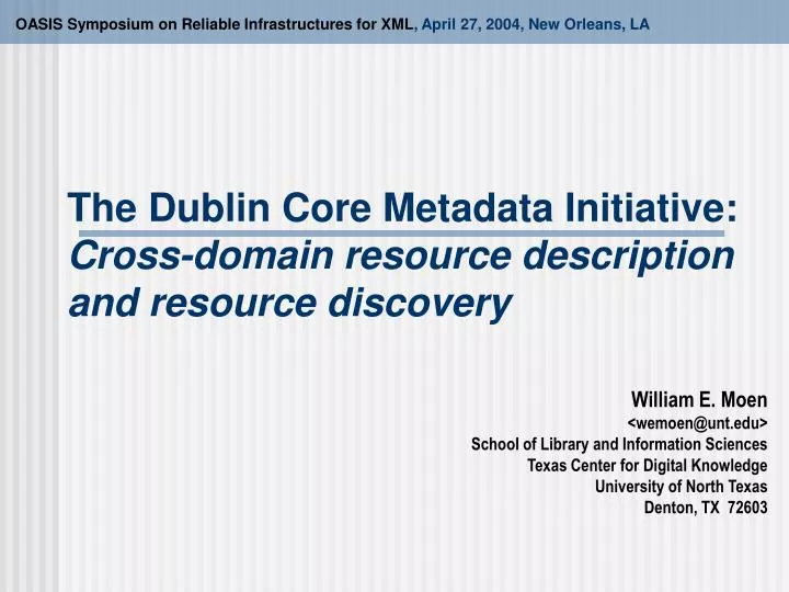 the dublin core metadata initiative cross domain resource description and resource discovery