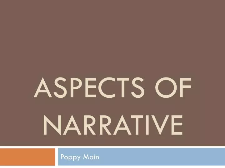 aspects of narrative