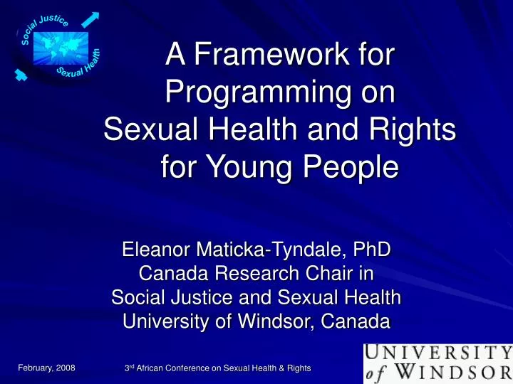 a framework for programming on sexual health and rights for young people