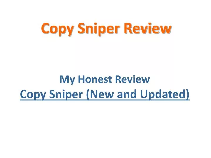 my honest review copy sniper new and updated