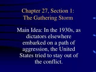 Chapter 27, Section 1: The Gathering Storm