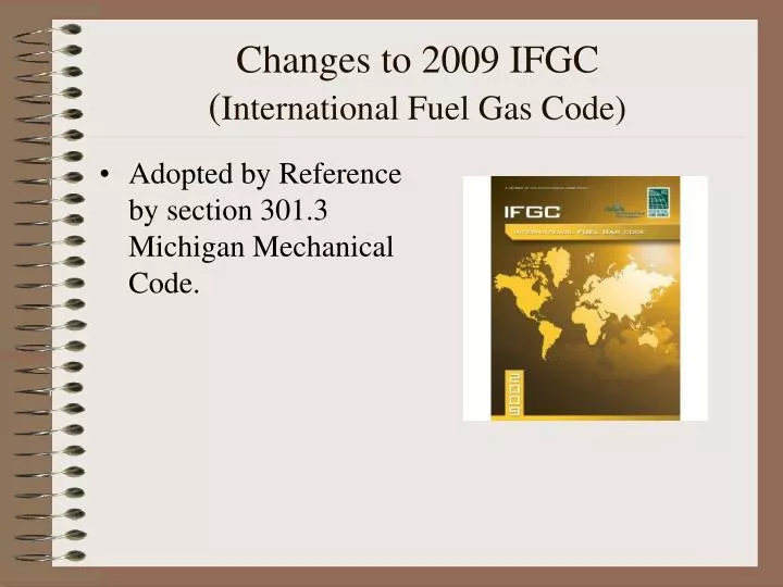 changes to 2009 ifgc international fuel gas code