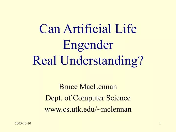 can artificial life engender real understanding