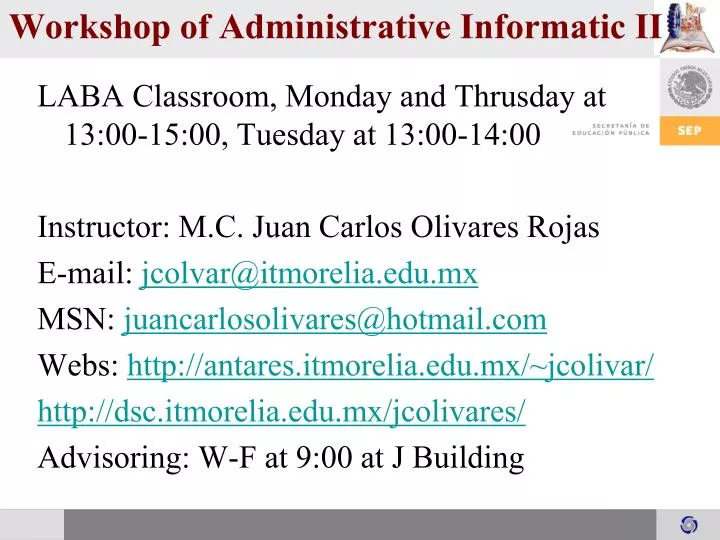 workshop of administrative informatic ii