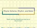 Rhyme Scheme, Rhythm, and Meter