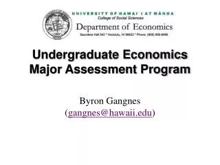 Undergraduate Economics Major Assessment Program