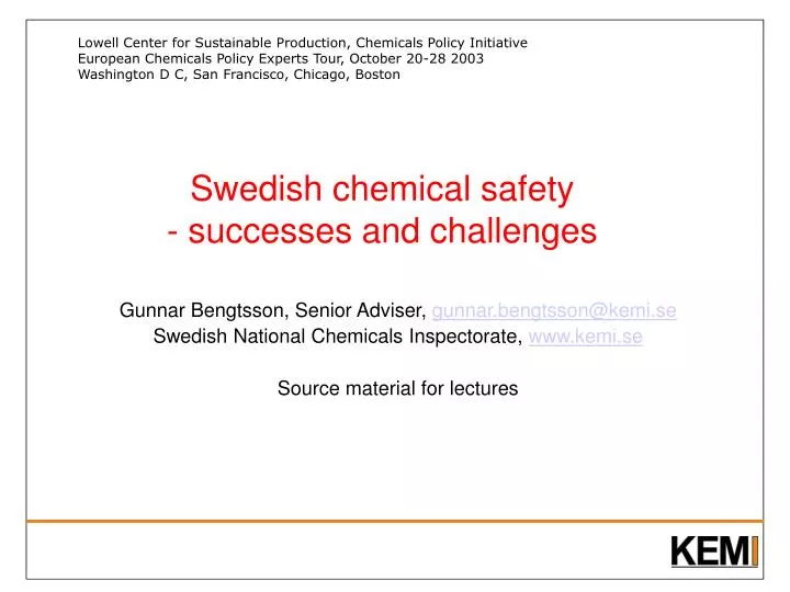 swedish chemical safety successes and challenges