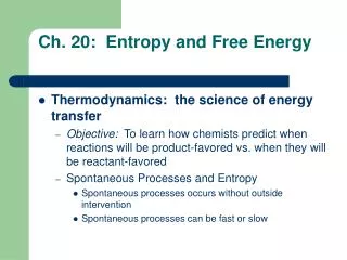 Ch. 20: Entropy and Free Energy