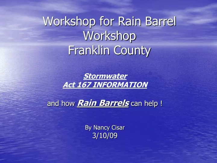 workshop for rain barrel workshop franklin county