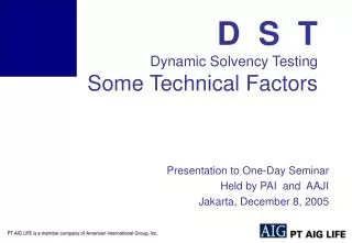 D S T Dynamic Solvency Testing Some Technical Factors