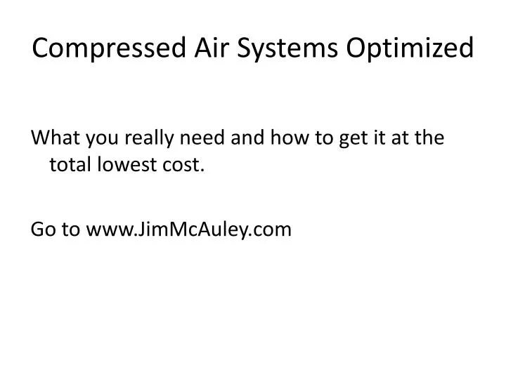 compressed air systems optimized