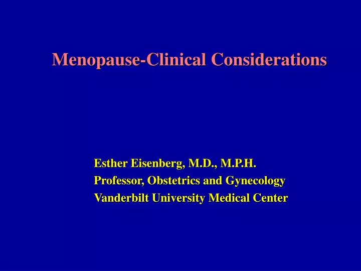 menopause clinical considerations