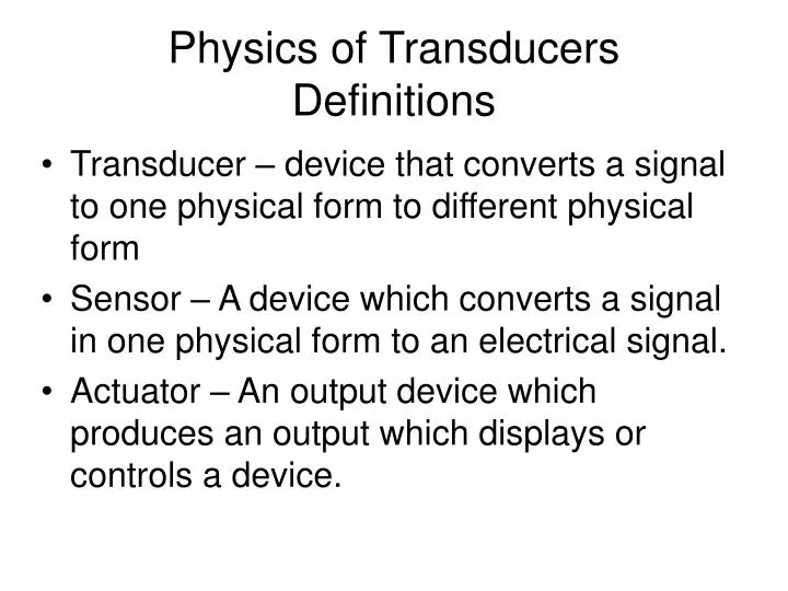 physics of transducers definitions