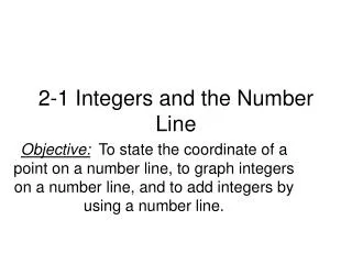 2-1 Integers and the Number Line
