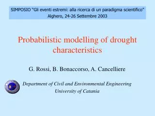 Probabilistic modelling of drought characteristics