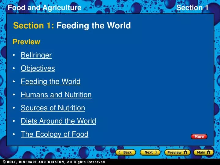 section 1 feeding the world