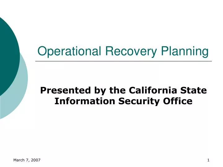operational recovery planning