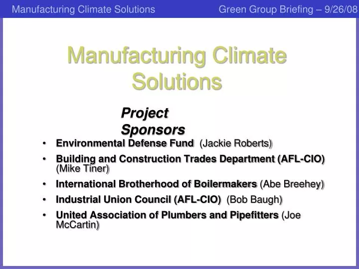 manufacturing climate solutions