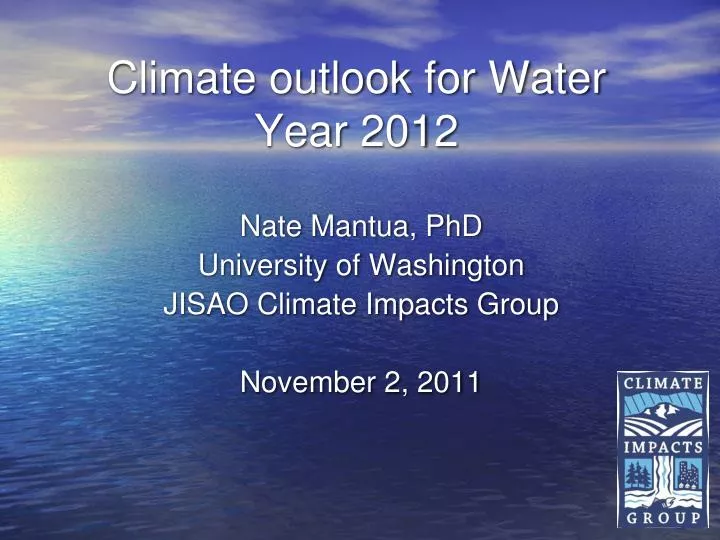 climate outlook for water year 2012