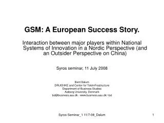 GSM: A European Success Story.