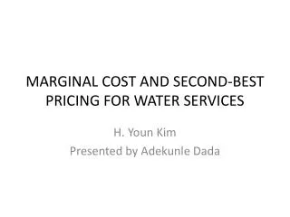MARGINAL COST AND SECOND-BEST PRICING FOR WATER SERVICES