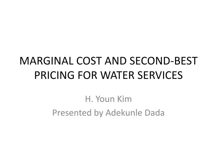 marginal cost and second best pricing for water services