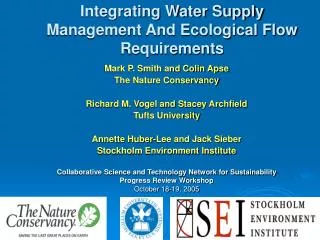 Integrating Water Supply Management And Ecological Flow Requirements