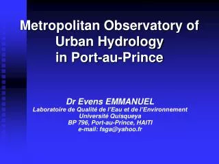 Metropolitan Observatory of Urban Hydrology in Port-au-Prince