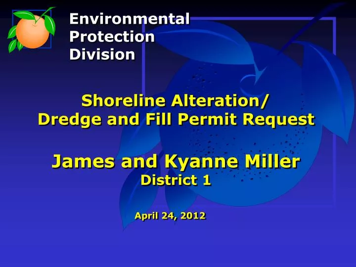 shoreline alteration dredge and fill permit request james and kyanne miller district 1