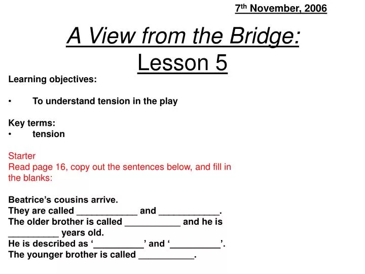 a view from the bridge lesson 5