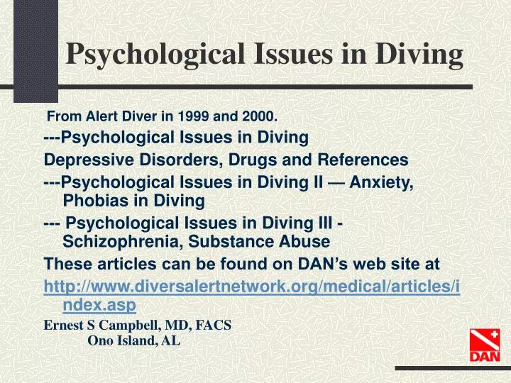 psychological issues in diving