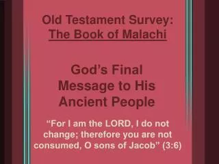 Old Testament Survey: The Book of Malachi