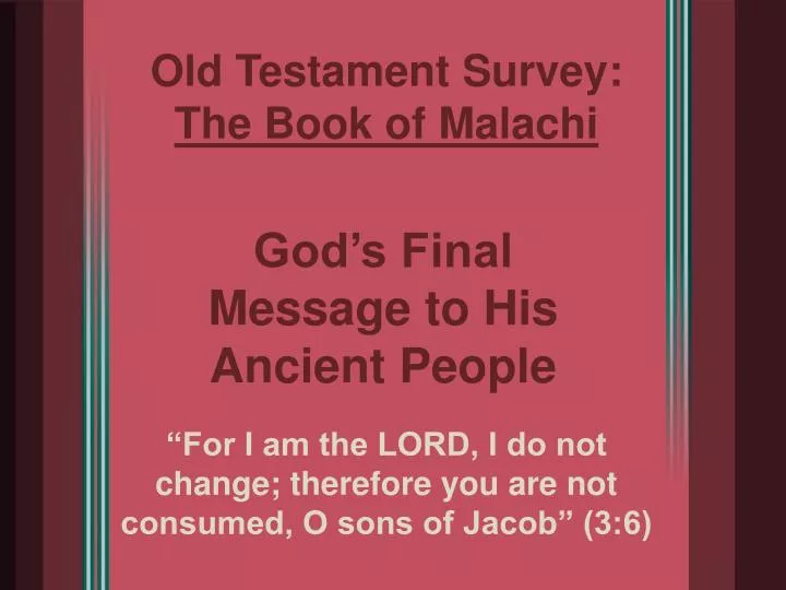 old testament survey the book of malachi