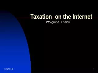 Taxation on the Internet