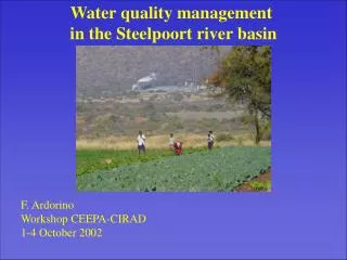 W ater quality management in the Steelpoort river basin