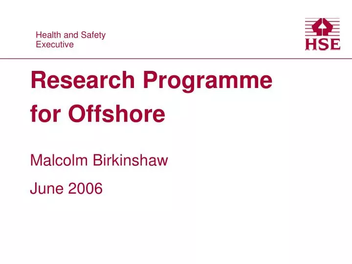 research programme for offshore