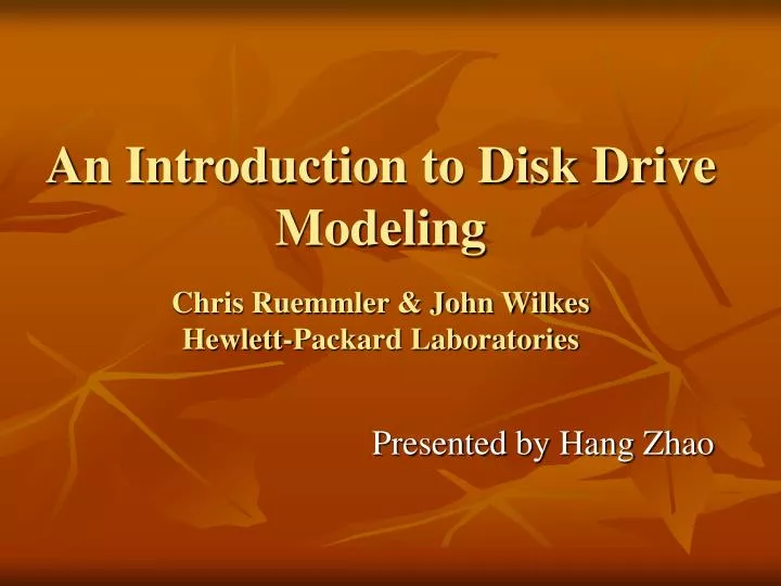 an introduction to disk drive modeling chris ruemmler john wilkes hewlett packard laboratories