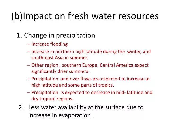 b impact on fresh water resources