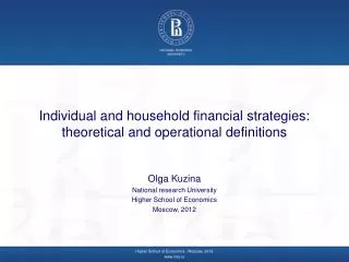 Individual and household financial strategies: theoretical and operational definitions