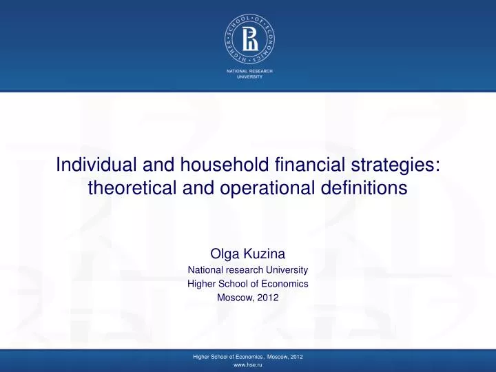 individual and household financial strategies theoretical and operational definitions