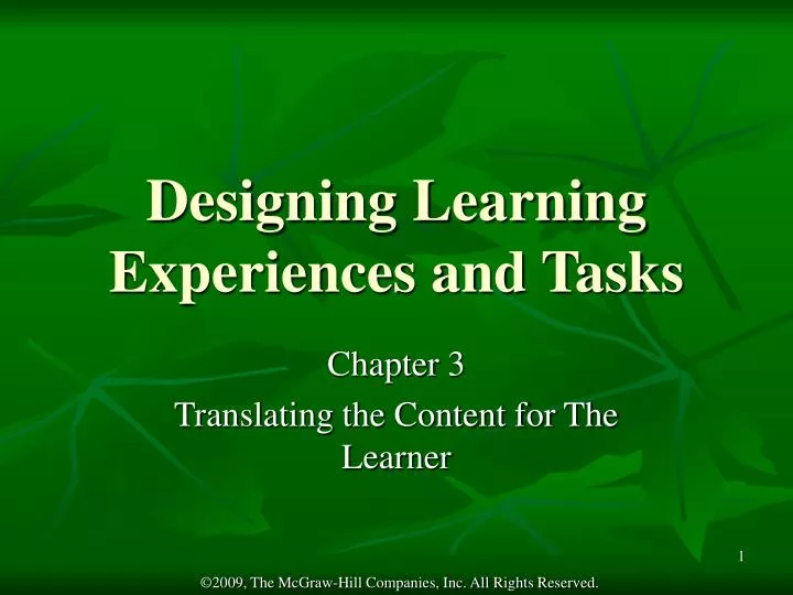 designing learning experiences and tasks