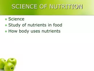 SCIENCE OF NUTRITION