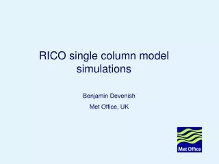 RICO single column model simulations