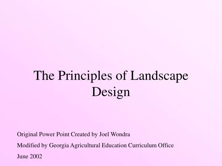 the principles of landscape design