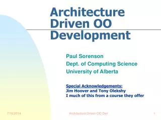 Architecture Driven OO Development