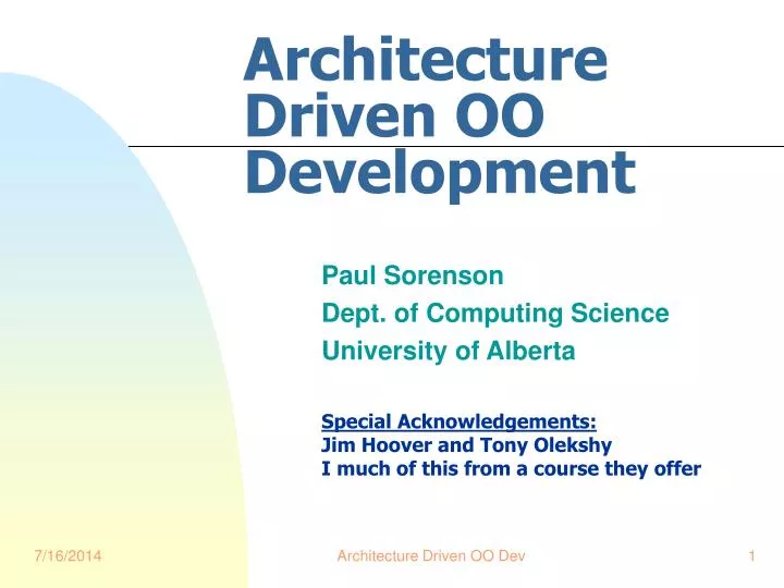 architecture driven oo development