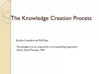 The Knowledge Creation Process